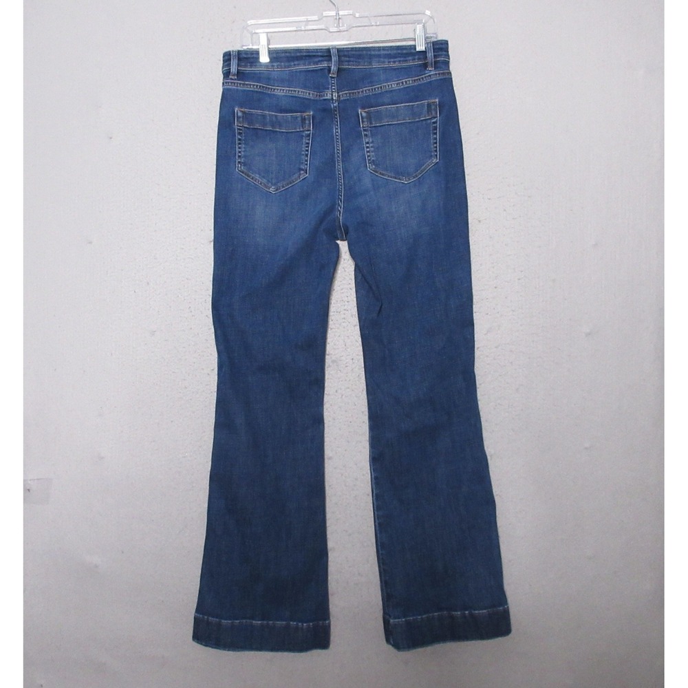 J Jill Jeans 10 Tall High Rise Flare Patch Pocket Boho Retro Sailor Medium Wash - Picture 2 of 10